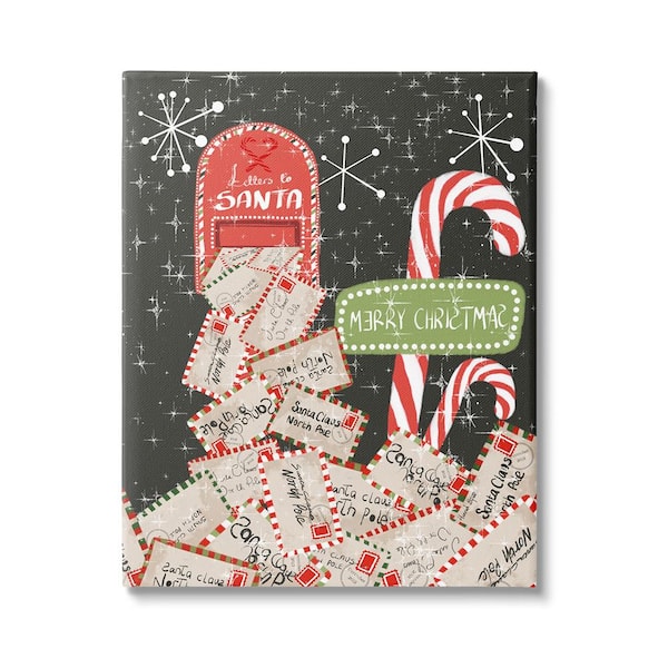 Stupell Industries Letters For Santa Mail byHannah Byatt 1-Piece Unframed Graphic Print Typography Poster Art Print 30 in. x 24 in.