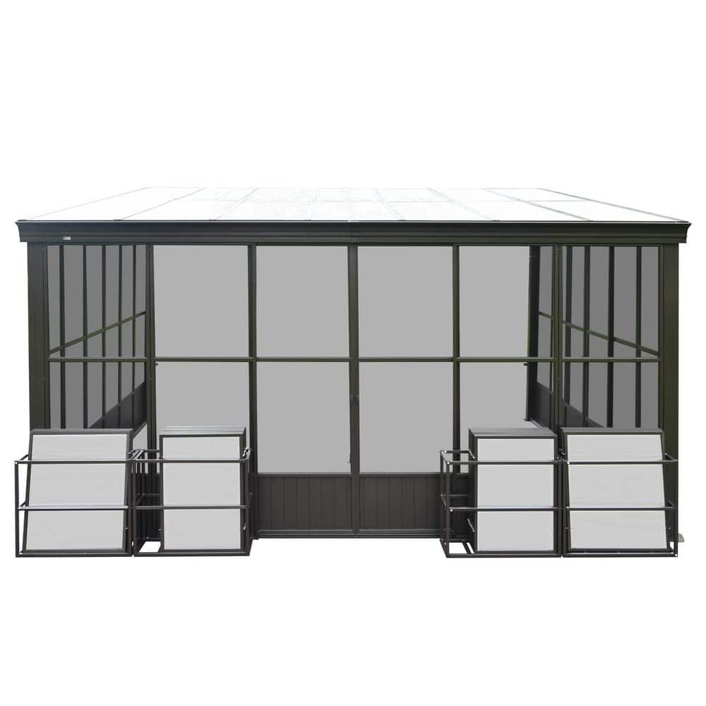 12 ft. D x 14 ft. W Polycarbonate Wall Mounted Sunroom Solarium with Detachable Windows price history on PriceWatchPro