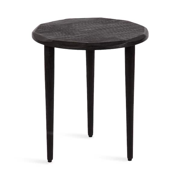 Tavares 18 in. Black Round Wood End Table