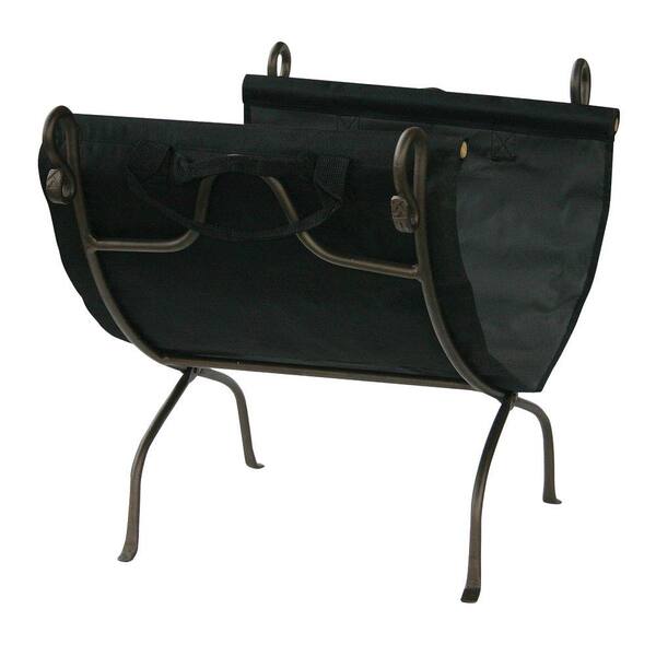 UniFlame Bronze Finish 23 in. W Firewood Rack with Canvas Carrier