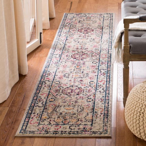 Madison Gray/Blue 2 ft. x 22 ft. Runner Rug