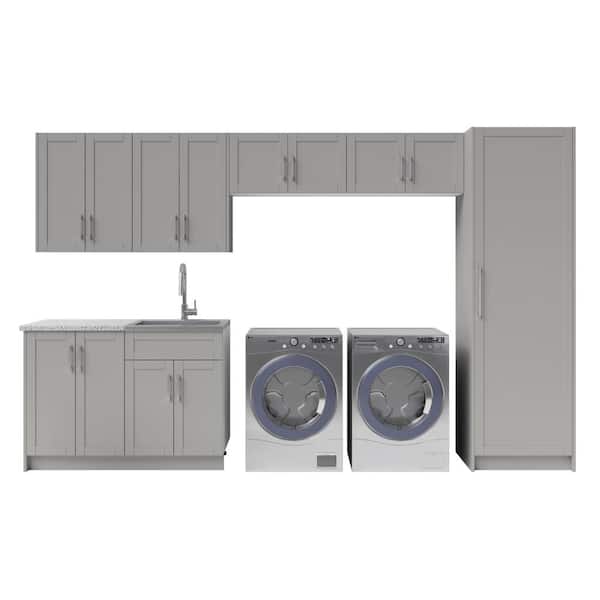NewAge Products Home Laundry Room 84 in. H x 135 in. W x 25.5 in. D Cabinet Set in Gray (10-Piece)