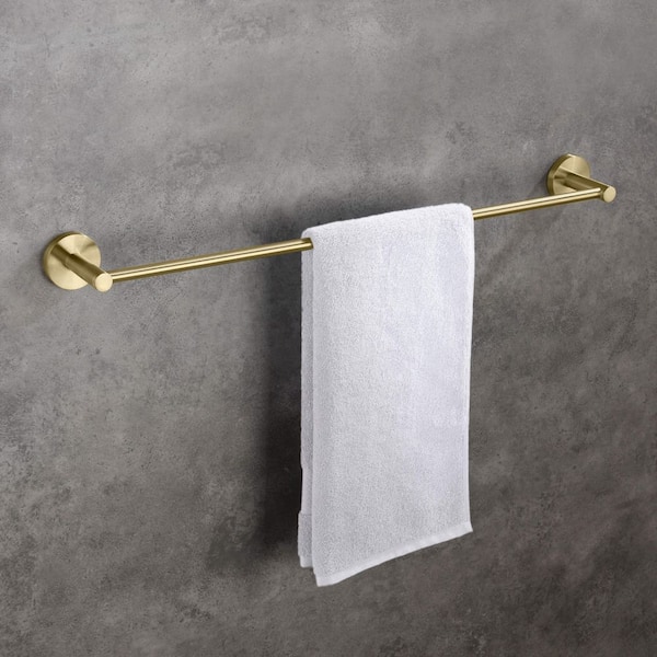 Bathroom Accessories 23.62 in. Wall Mounted Towel Bar in Brushed Gold