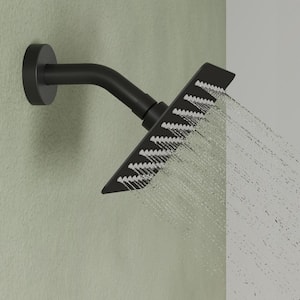 Single-Handle 2-Spray 6 in. Wall Mount Dual Shower Head Fixed and Handheld Shower Head in Matte Black 1.8 GPM