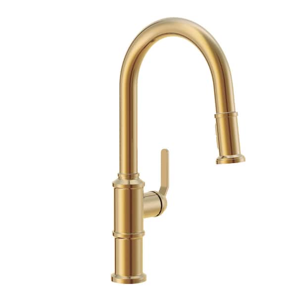 Kinzie Single Handle Pull Down Sprayer Kitchen Faucet in Brushed Bronze