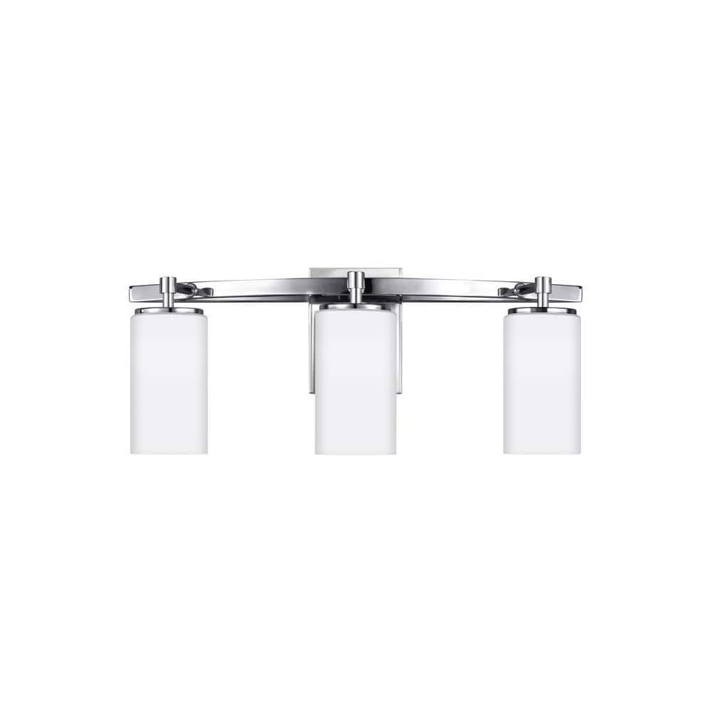 Chrome 3-Light Bath Fixture with Etched Glass Shades