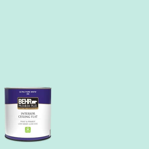BEHR PREMIUM PLUS 1 qt. #P440-2 Clear Aqua Ceiling Flat Interior Paint