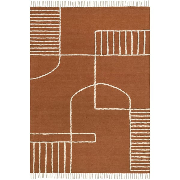 SoHo Tasseled Wool Brown 4 ft. x 6 ft. Indoor/Outdoor Patio Rug