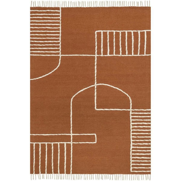 RUGS USA SoHo Tasseled Wool Brown 5 ft. x 8 ft. Indoor/Outdoor Patio Rug