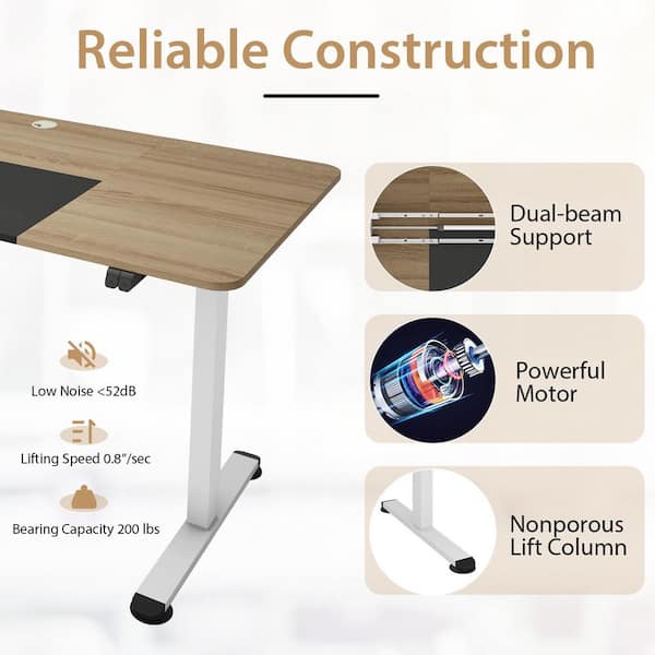 LACOO 55 in. White Electric Standing Desk Height Adjustable Wooden