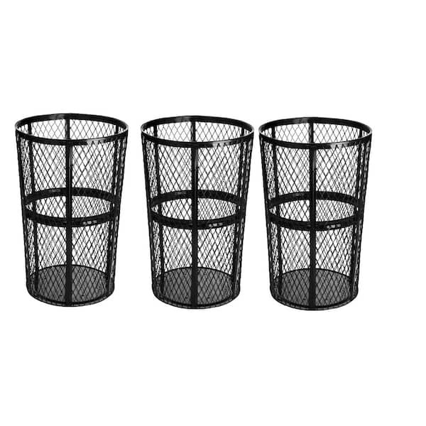 Safco Open Top Round Waste Receptacle Steel 30 Gal Black