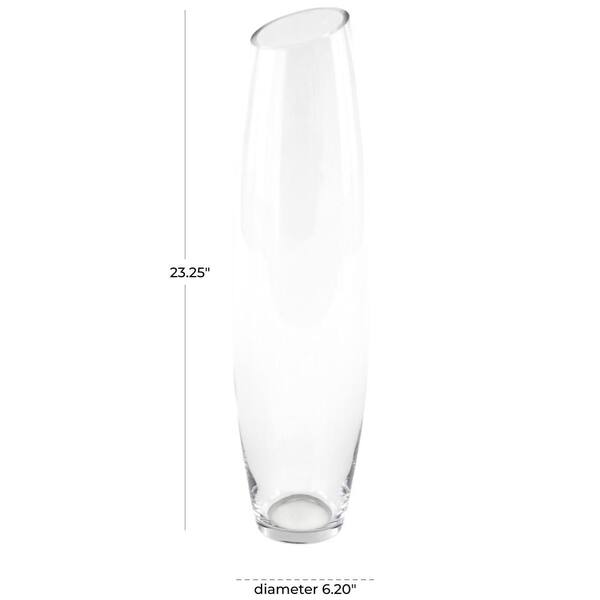 Litton Lane Clear Tall Slanted Glass Decorative Vase 18491 - The