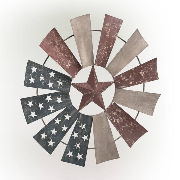 Alpine Corporation 21 in. Tall Indoor/Outdoor Patriotic Windmill