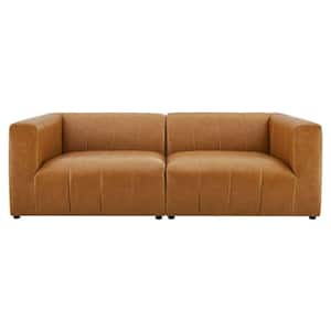 Bartlett 87 in. Tan Faux Leather 2-Seat Loveseats with No Additional Features