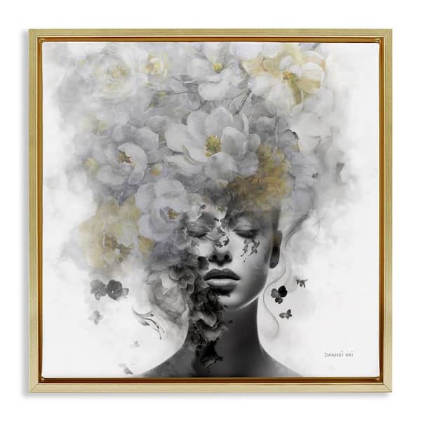 Stupell Industries Hidden Spring Visage by Danhui Nai Gold Floater Frame People Graphic Art Print 25 in. x 25 in.