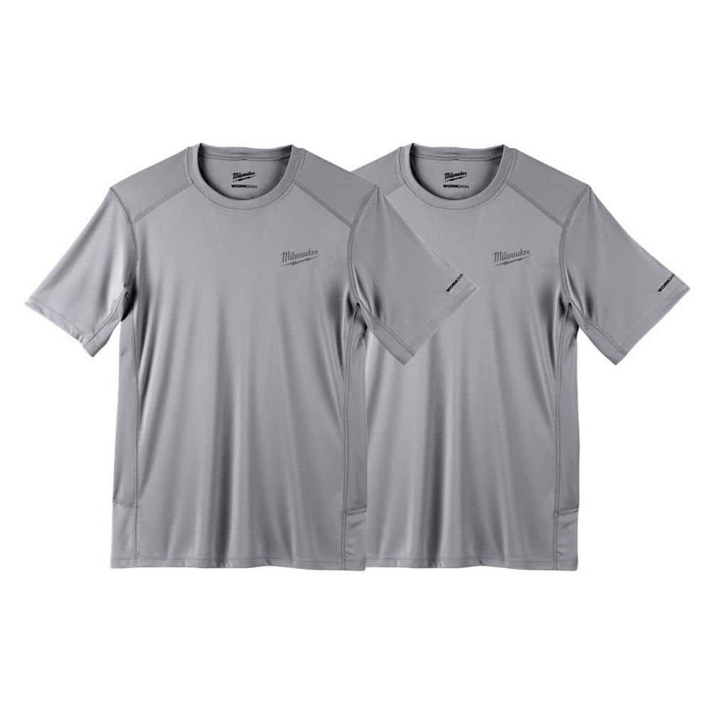 Milwaukee Men's Small Gray WORKSKIN Light Weight Performance Short-Sleeve  T-Shirts (2-Pack) 414G-S-X2 - The Home Depot
