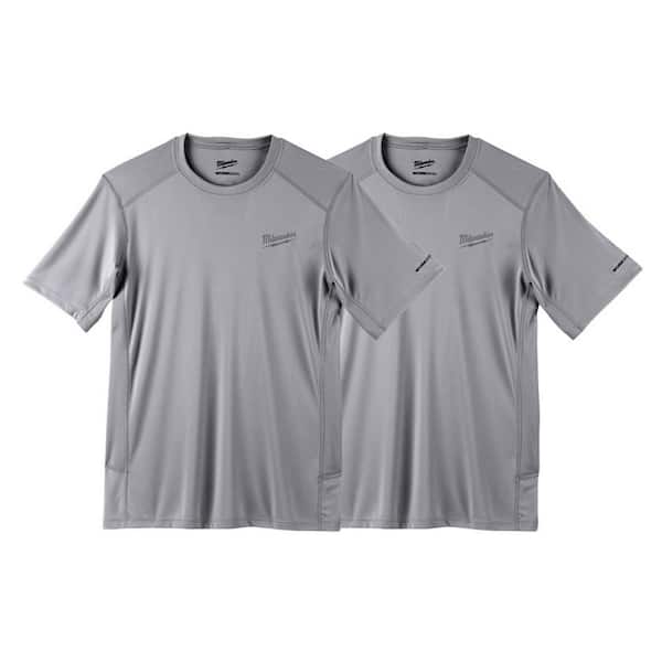 Milwaukee Men's X-Large Gray WORKSKIN Light Weight Performance Short-Sleeve T-Shirts (2-Pack)