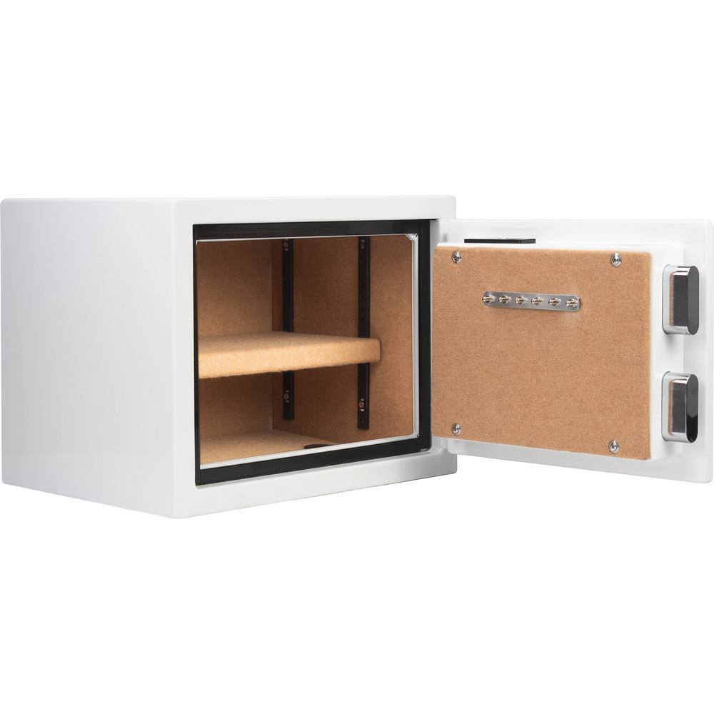 Compact White Steel Biometric Fireproof Safe with Backup Key