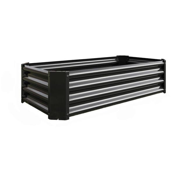 TIRAMISUBEST 47.24 in. L x 24 in. W x 11.81 in. H Black Metal Garden Raised Bed Planter