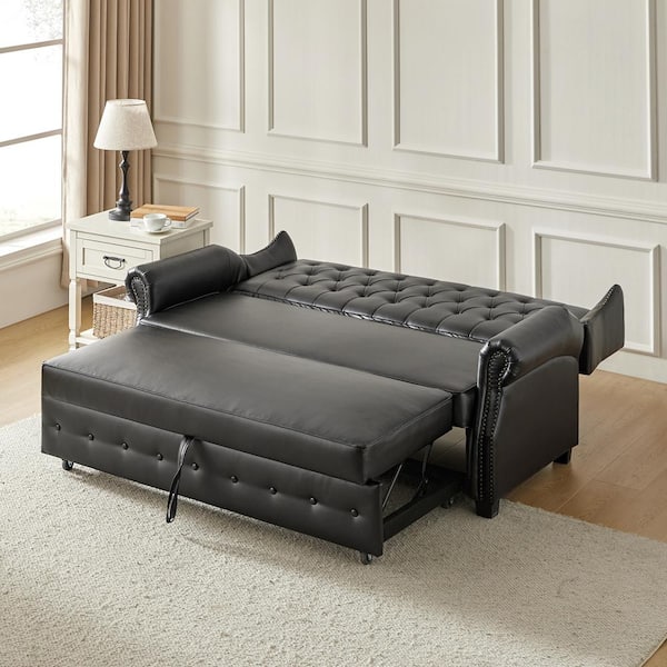 JAYDEN CREATION Oswald Black 73.5 in. W Queen Size Transitional
