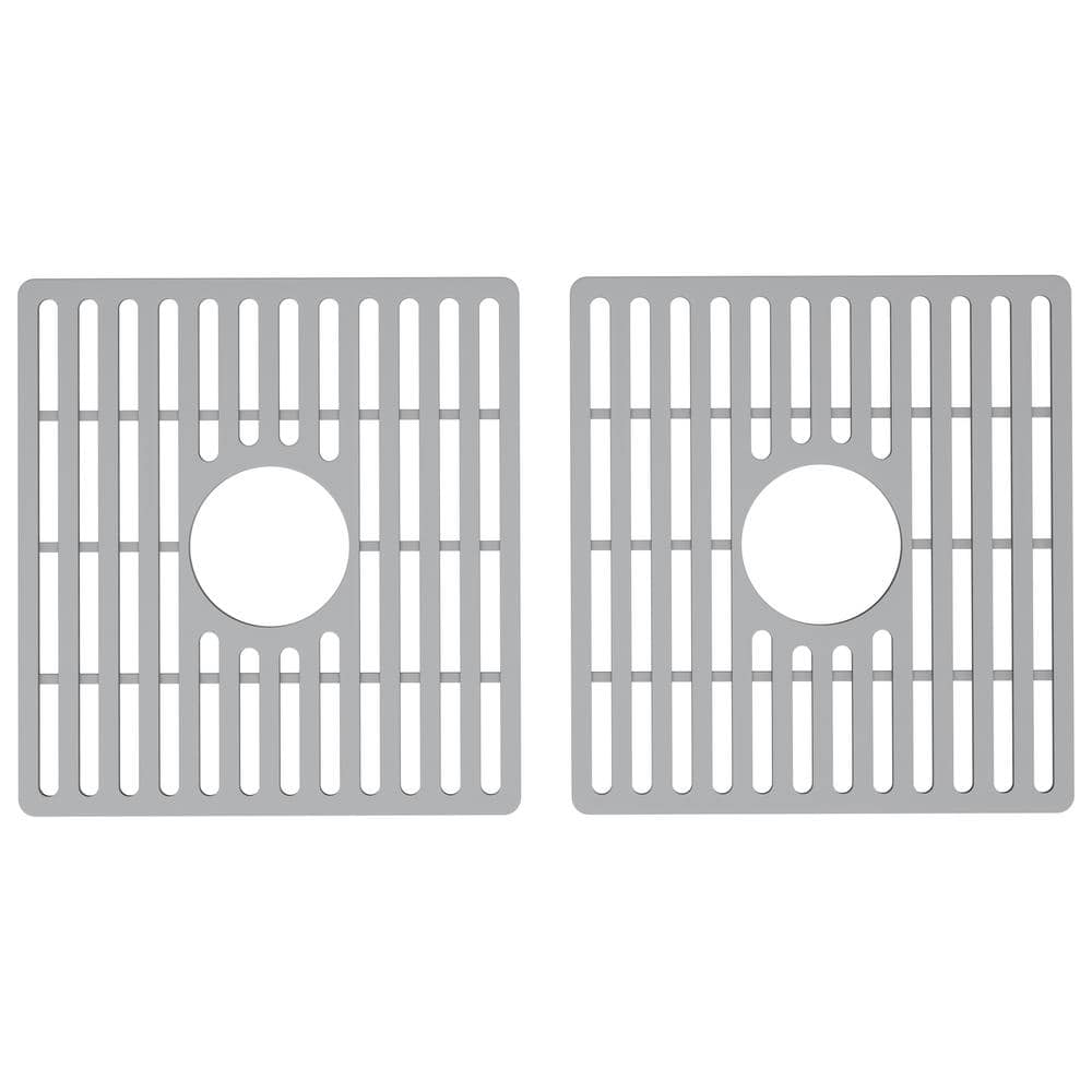 JUSTOGO Silicone Sink Protector, Rear Drain Kitchen Sink Mats Grid