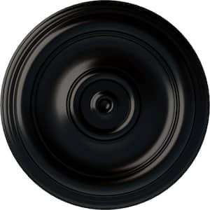 12" x 1" Traditional Urethane Ceiling Medallion (Fits Canopies upto 2-3/4"), Hand-Painted Jet Black