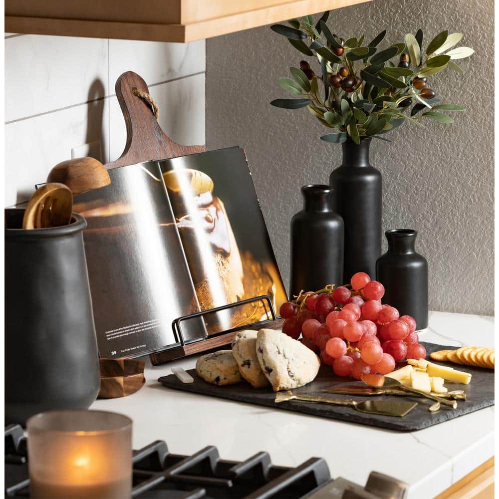 Modern Matte Black Ceramic Vase Trio for Elegant Table Decor