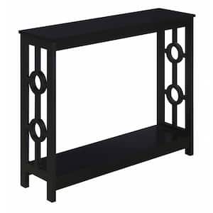 Ring 40 in. Black Standard Height Rectangular Particle Board Top Console Table with Shelf