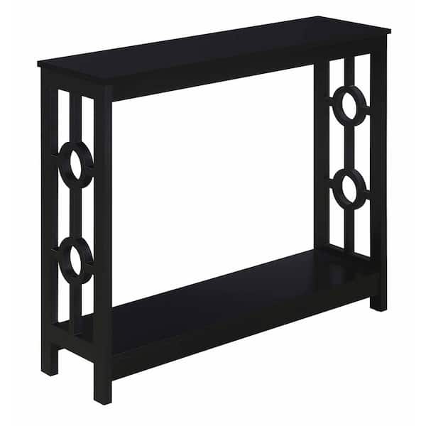 Convenience Concepts Ring 40 in. Black Standard Height Rectangular Particle Board Top Console Table with Shelf