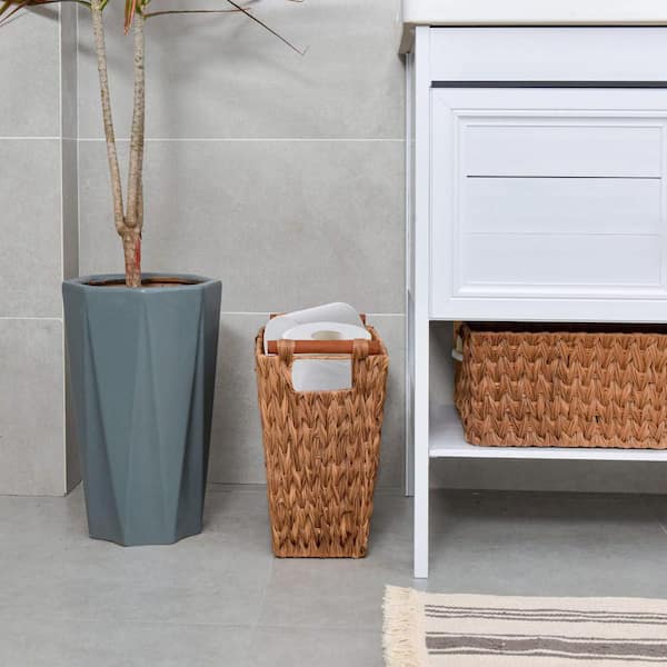 Rattan Small Cylinder Bathroom Bin/ Rattan Toilet Roll Holder / Rattan  Cylinder Paper Bin/ Waste Bin Bathroom Storage Basket 