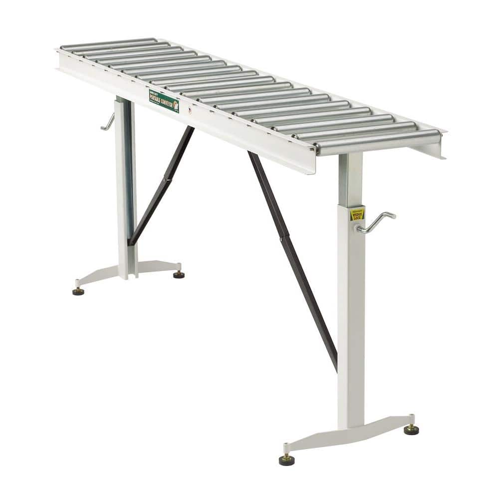 HTC Powder Coated Steel 26.5 in. to 43.5 in. H, 15 in. W Roller Table  Adjustable Conveyor with 17 Rollers HRT-70 The Home Depot