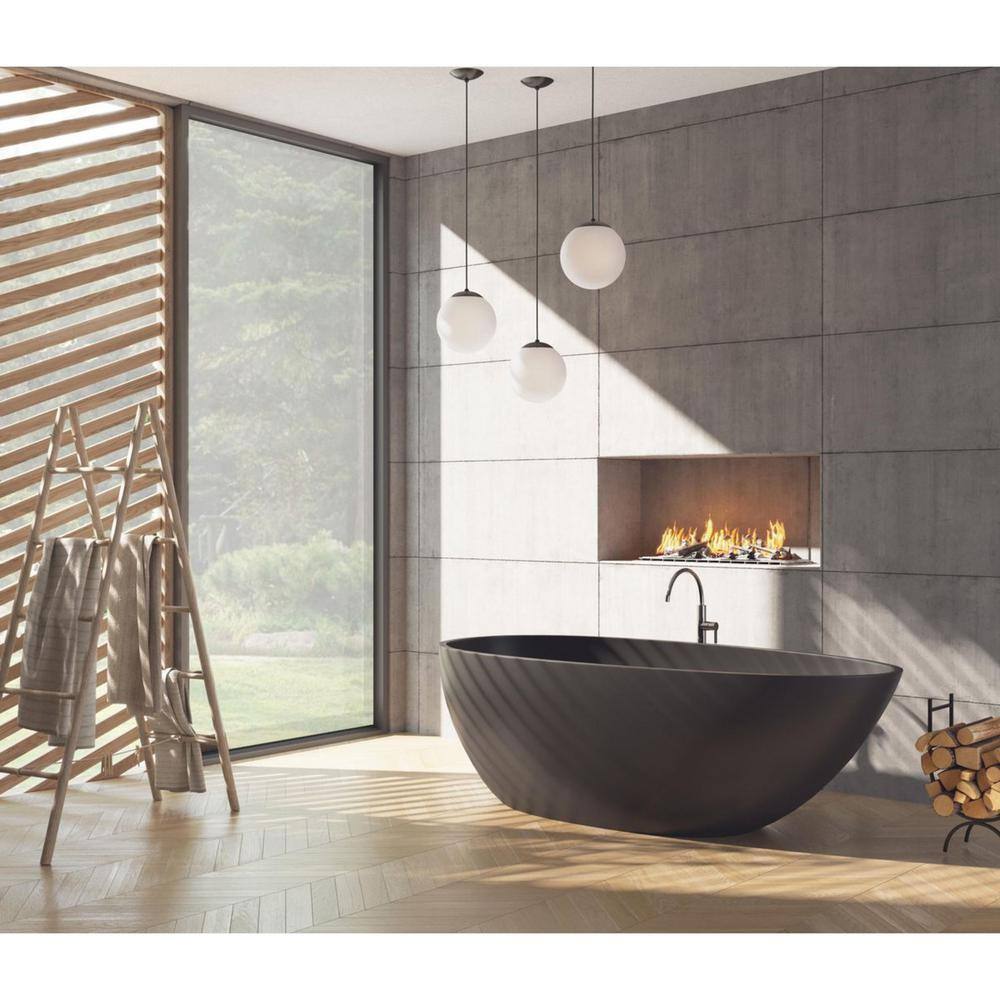 Atwell Matte Black and Opal Glass Globe Pendant Light