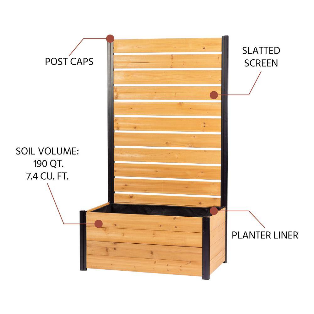 6ft Cedar Privacy Screen with Planter Box for Outdoor Use