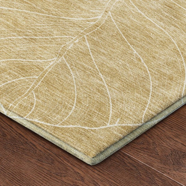 Mayfield Premium Machine Washable Abstract AMF2506 Gold 2 ft. x 3 ft. Accent Rug