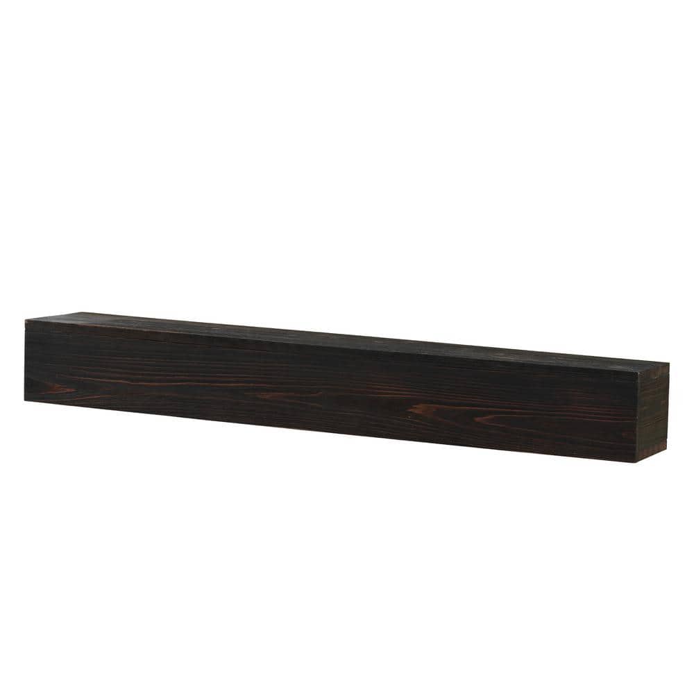 Black Solid Wood Fireplace Mantel in Living Room: 48 in. W x 9 in. D, Moder