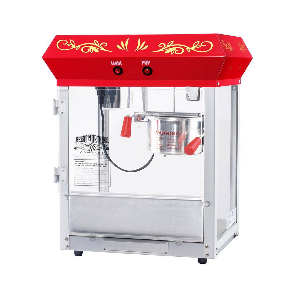 Red Stainless Steel Vintage Countertop Popcorn Machine, 24"