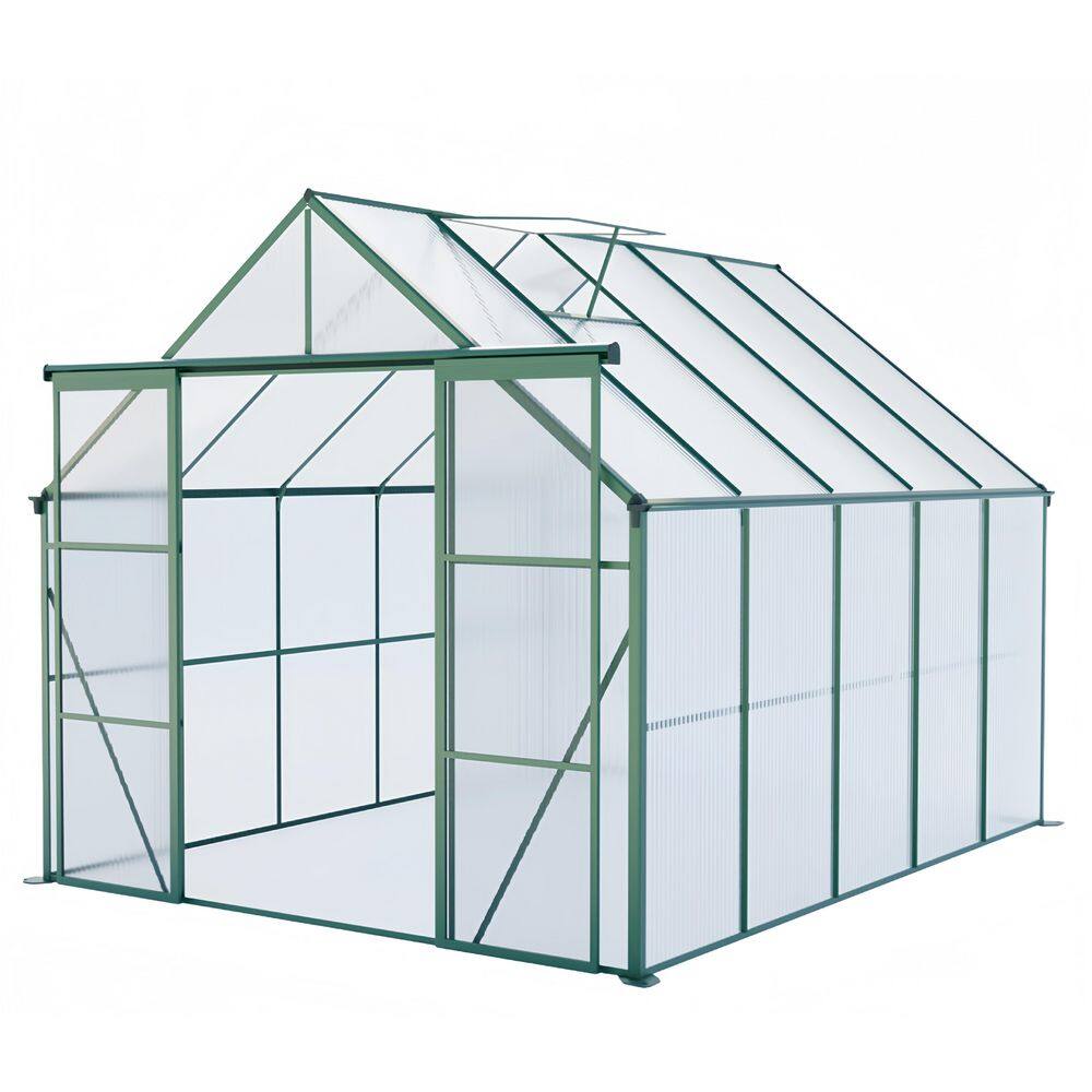 10 Ft. D x 8 Ft. W Polycarbonate Outdoor Walk-in Greenhouse In Green, with Double Door Anchor Aluminum Heavy Duty Frame price history on PriceWatchPro