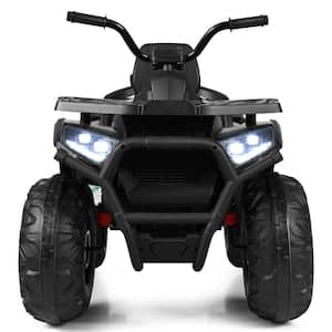 12-Volt Kids Electric Ride On Car Toy 4-Wheeler ATV Quad with LED Lights Black