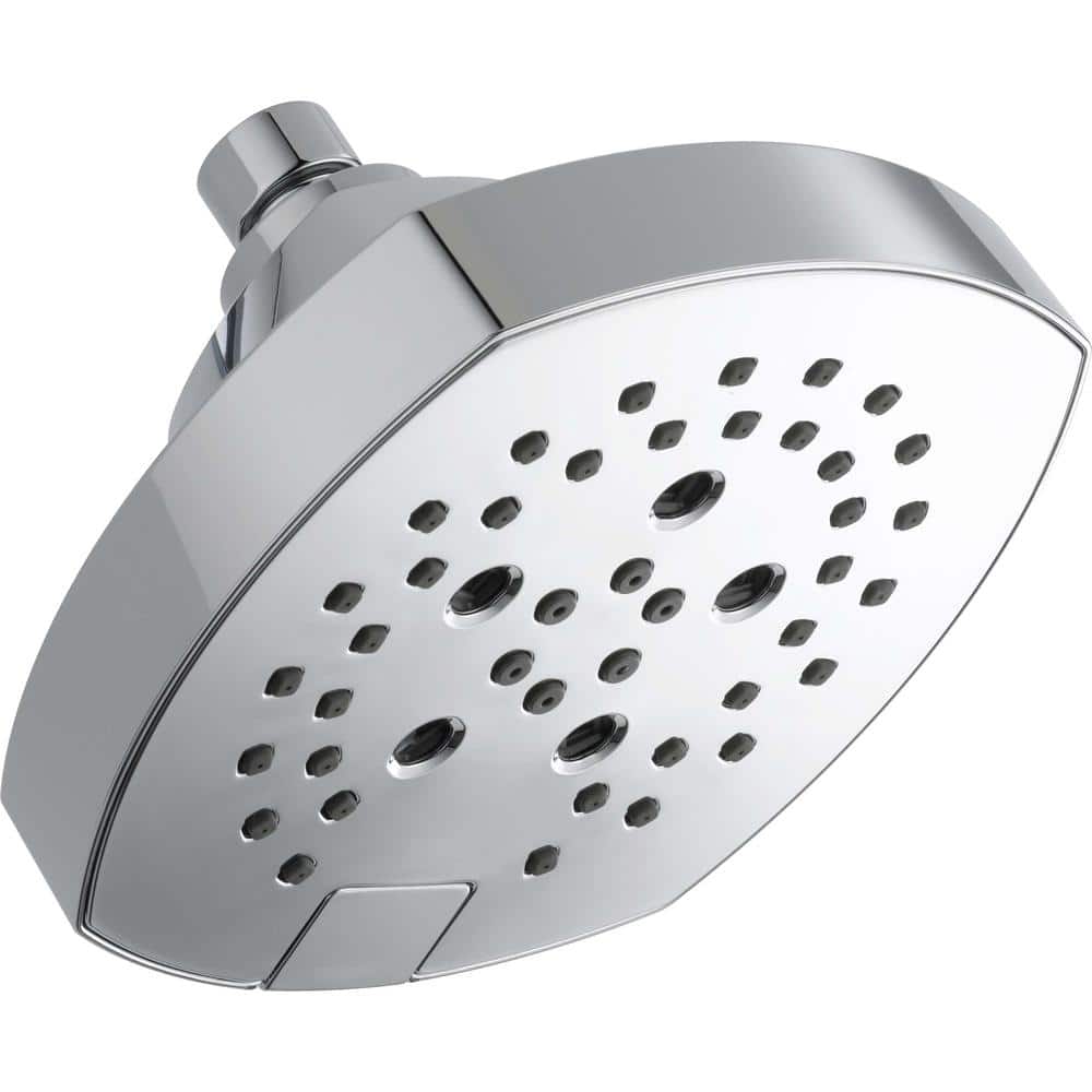 Delta Stryke 5-Spray Patterns 1.75 GPM 6 in. Wall Mount Fixed Shower Head with H2Okinetic in Chrome