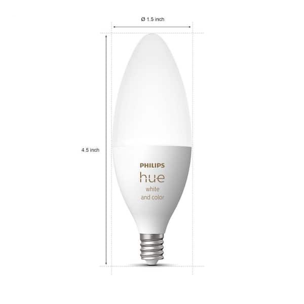 Philips Hue White and Color Ambiance E12 LED Equivalent Dimmable Decorative Candle Smart Light Bulb 556968 - The Home Depot
