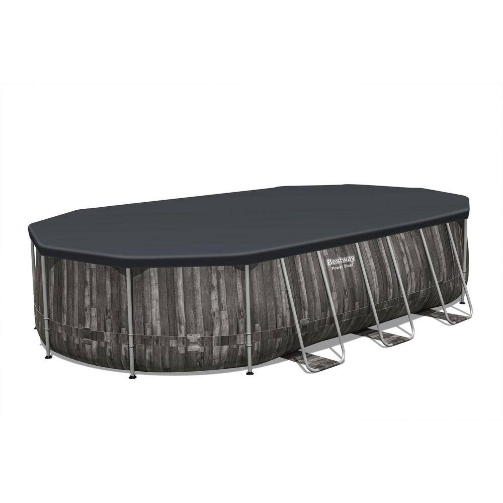 Power Steel 20 ft. x 12 ft. Oval 48 in. Deep Metal Frame Pool Set