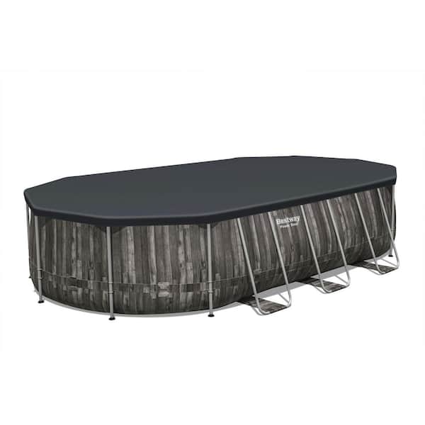 Power Steel 20 ft. x 12 ft. Oval 48 in. Deep Metal Frame Pool Set