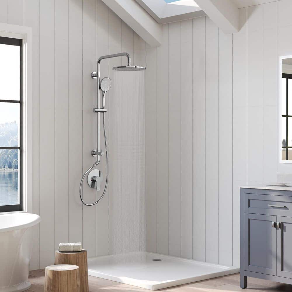 Single Handle 3-Spray 10 in. Tub and Shower Faucet 2.5 GPM with 3 Modes Handheld in. Chrome Valve Included price history on PriceWatchPro