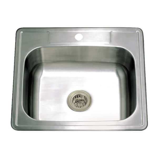 Studio 21 in. Drop-in Single Stainless SteelKitchen Sink with