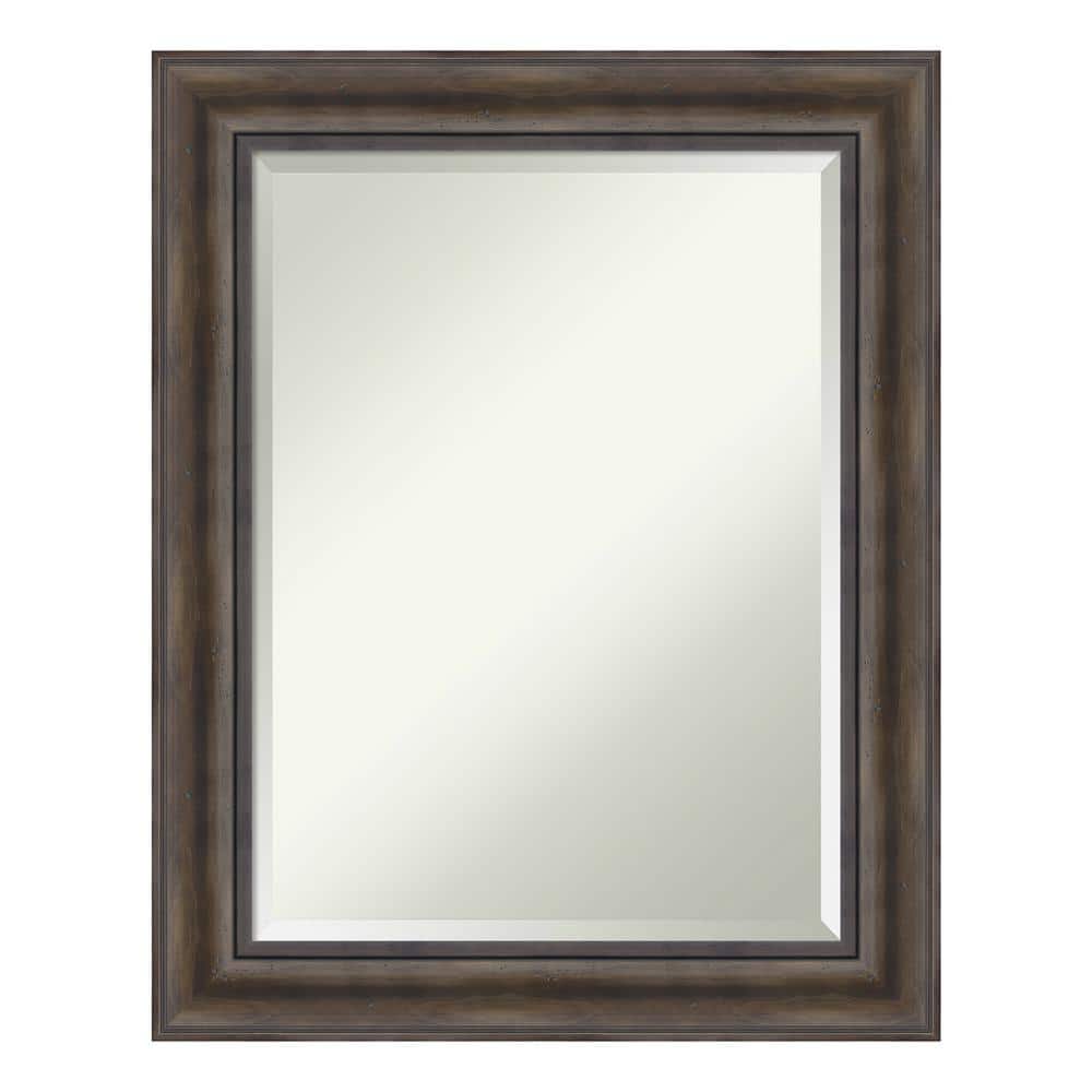 Rustic Pine 23.5 in. x 29.5 in. Beveled Rectangle Wood Framed Bathroom Wall