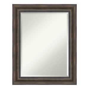 Rustic Pine 23.5 in. x 29.5 in. Beveled Rectangle Wood Framed Bathroom Wall Mirror in Brown