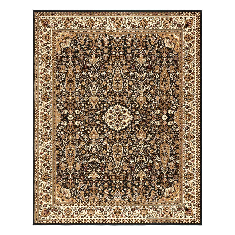 Majestic Vernon Black and Beige Synthetic Rectangular Area Rug