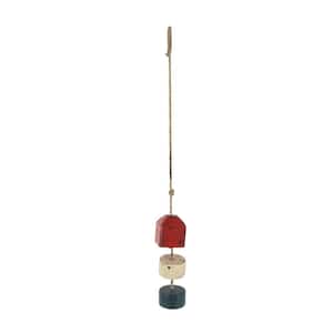 46 in. x 4 in. Nautical Rope Float in Distressed Blue, Red and White