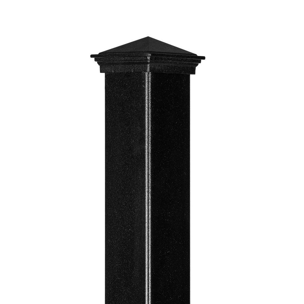 Nuvo Iron 96" Black Steel Fence Post with Cap