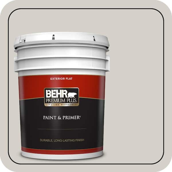 BEHR PREMIUM PLUS 5 gal. Designer Collection #DC-014 Gray View Flat Exterior Paint & Primer